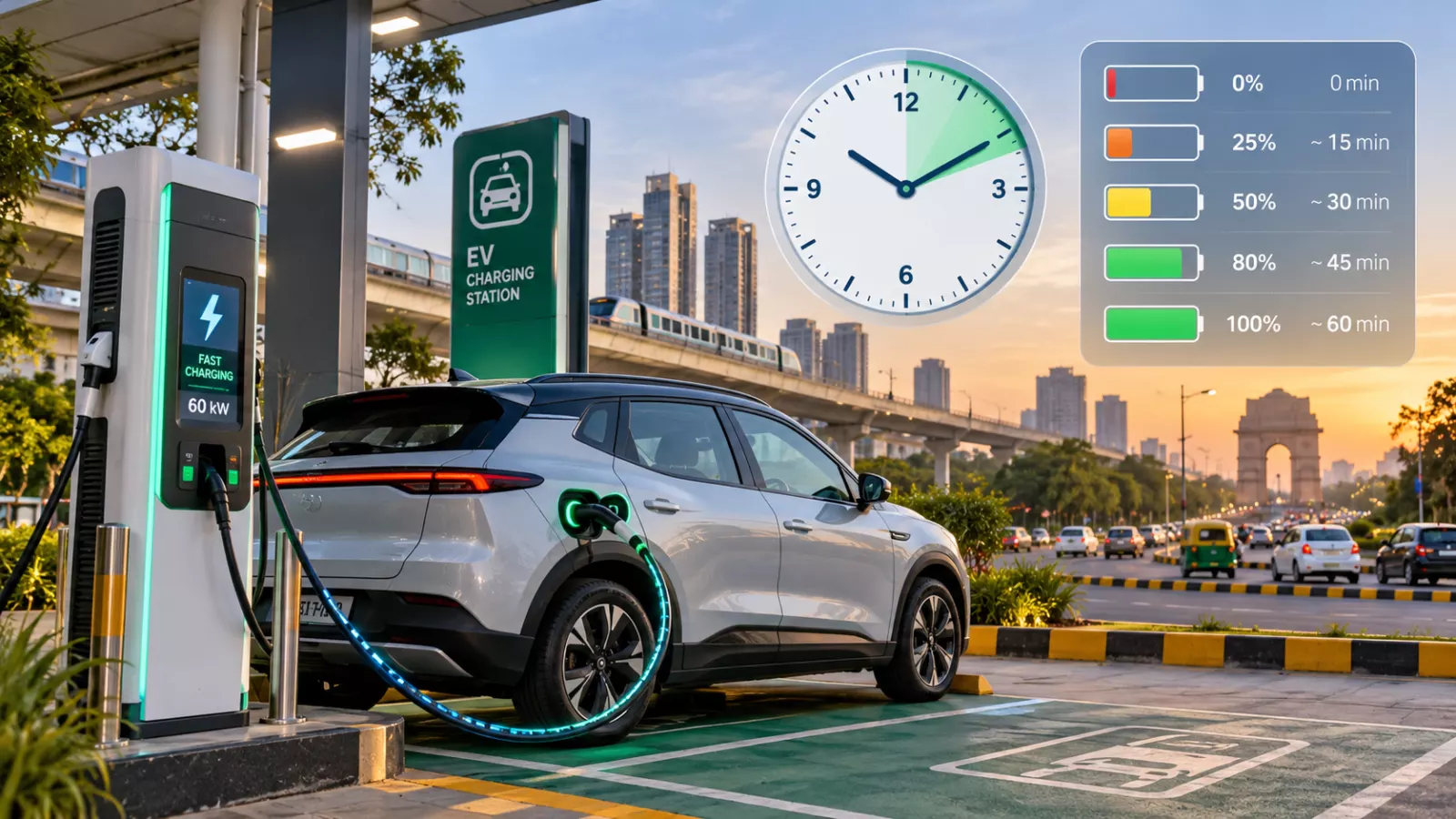 Electric Car Charging Time in India (2026): AC Home vs 30 kW & 60 kW DC Fast Charging
