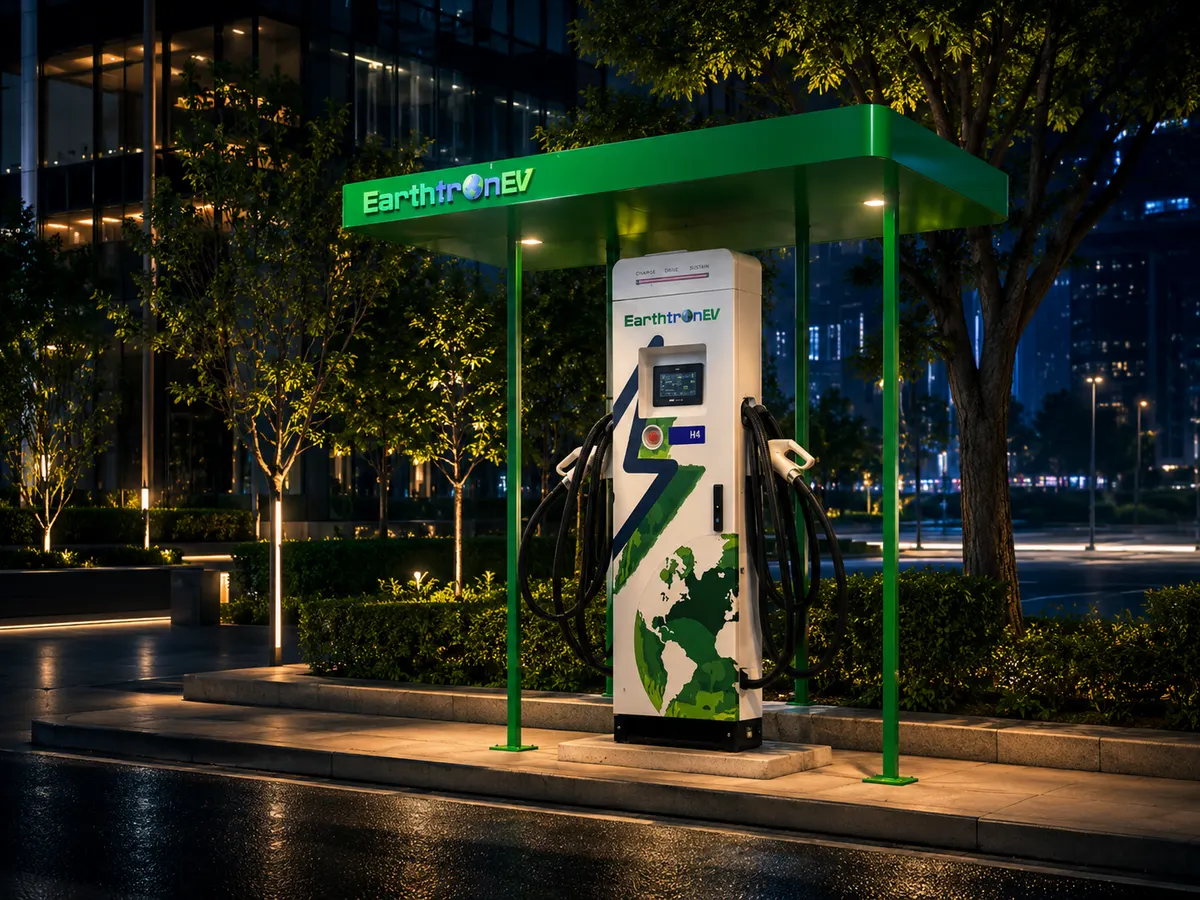 EarthtronEV charging station at night