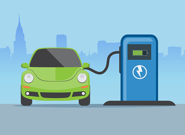 Luxury EV parked at an EarthtronEV charging station